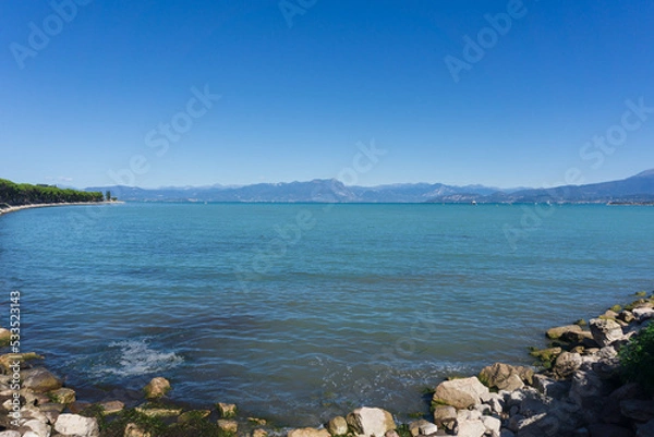 Fototapeta Panoramic view of Desenzano beach on Lake Garda