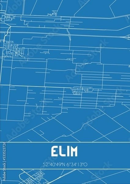 Obraz Blueprint of the map of Elim located in Drenthe the Netherlands.