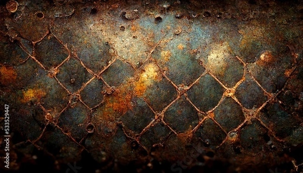 Fototapeta Dark steampunk metallic sci-fi texture background design