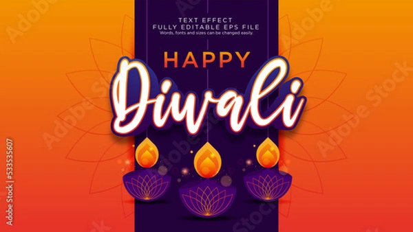 Fototapeta Happy Diwali The Indian Festival Celebration Text Effect Font Type