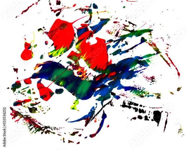 Fototapeta Explosion of colorful acrylic paint. Expressive and random shapes made with colored paint.