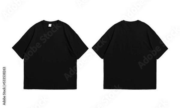 Fototapeta Oversize black t-shirt front and back isolated background
