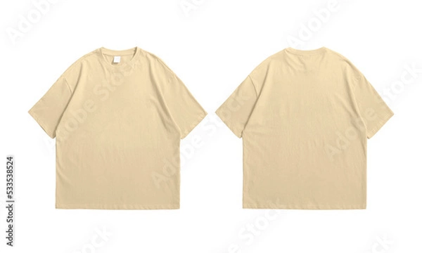 Fototapeta Oversize natural t-shirt front and back isolated background