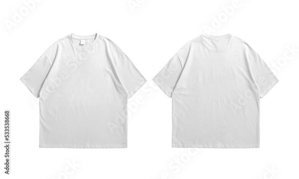 Fototapeta Oversize white t-shirt front and back isolated background