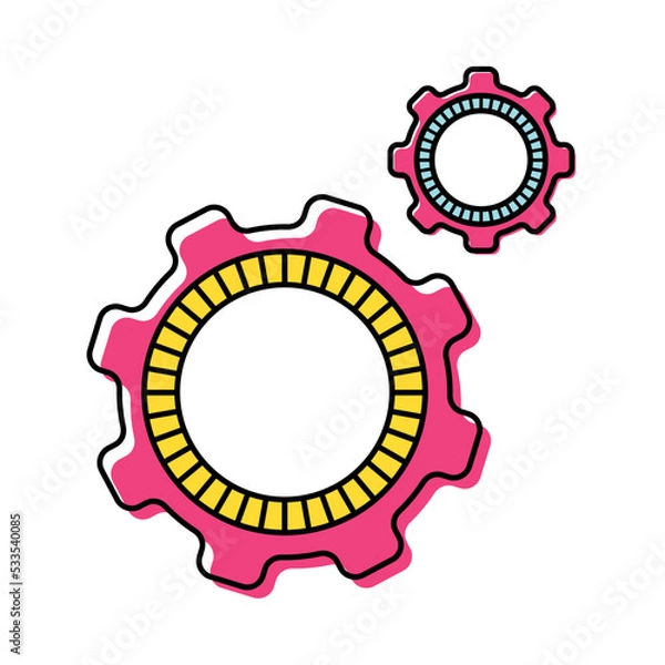Fototapeta Neu memphis setting icon isolated on background. Simple vector illustration. Colorful gear sign. Cog wheel symbol. Modern linear flat pictogram for web site, mobile app, UI, graphic design