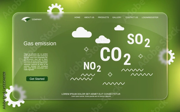 Fototapeta Gas emission, greenhouse effect vector concept illustration