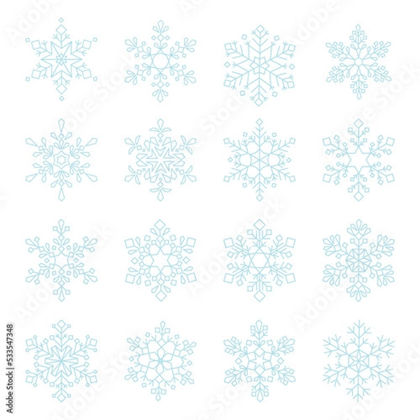 Fototapeta 美しい雪の結晶のイラストセット