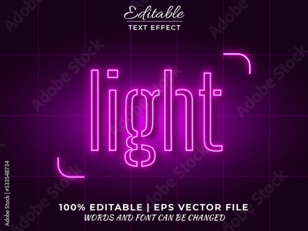 Obraz Realistic Pink neon glow mock up 3d editable text effect based vector