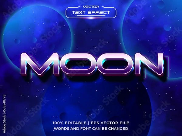 Obraz Moon 3D editbale Text effect with galaxy background