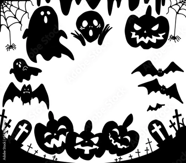 Fototapeta ハッピーハロウィーン　シルエットセット　文字なし
