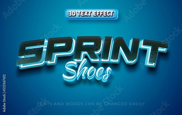 Fototapeta Sprint shoes 3d editable text effect style