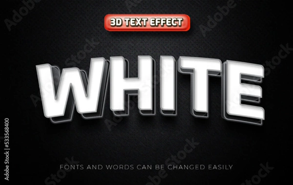 Fototapeta White 3d editable text effect style
