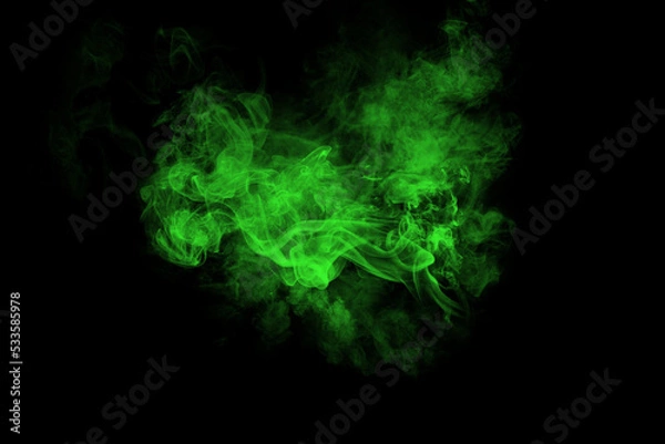 Obraz Green smoke on black background
