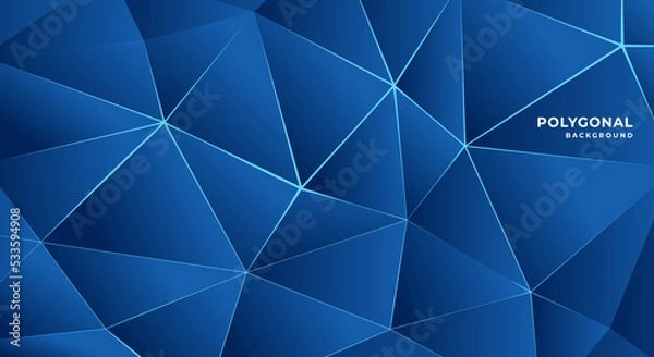 Fototapeta Abstract gradient dark blue polygonal background