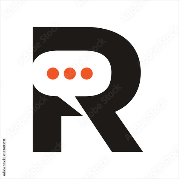 Obraz Letter R for Reply with bubble talk icon 