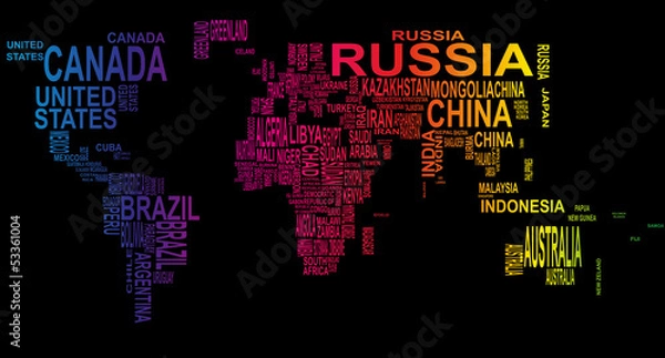 Obraz world map with country name