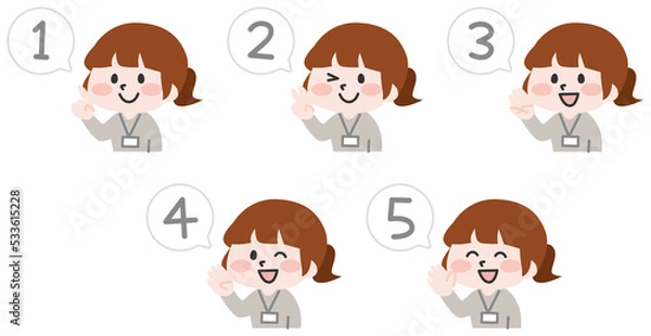 Fototapeta 数を数える私服の女性スタッフ