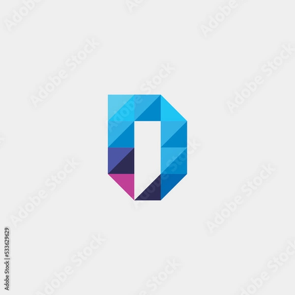 Obraz abstract geometric tech logo design with letter D, DN, ND