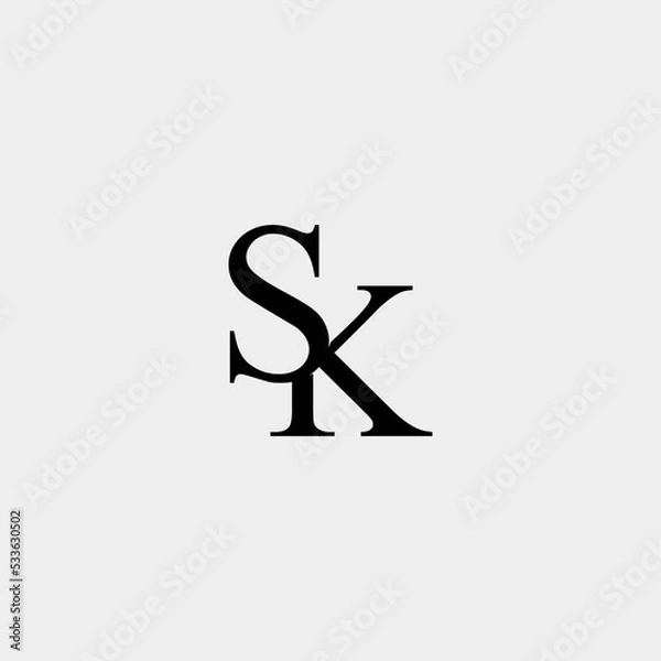 Obraz Elegant luxury monogram initial vector logo SK