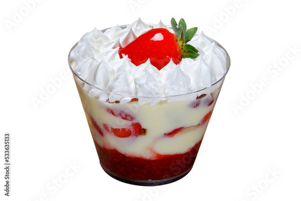 Obraz Strawberry mousse with whipped cream