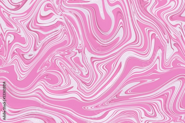 Fototapeta Seamless abstraction with marble effect, pink abstract texture, watercolor marbling pattern. Colorful liquid paint background. Good for fabric, gift wrapping. Unique trendy ink waves, stone vortices.