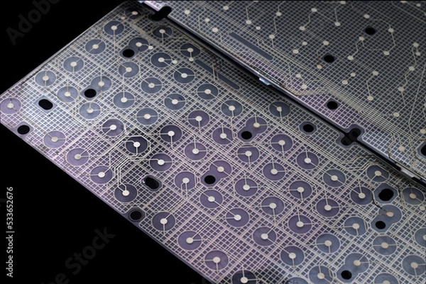 Fototapeta Circuit layout of a blue keyboard