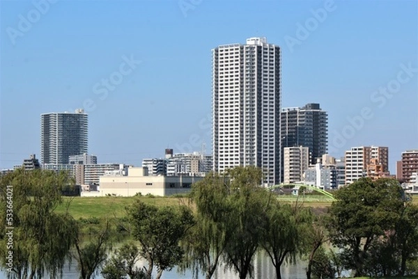 Obraz 江戸川沿いのビル群