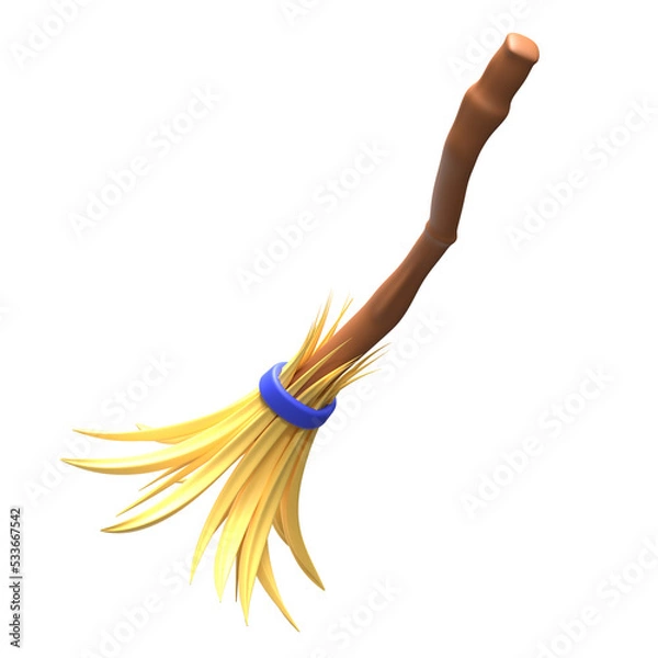 Fototapeta 3D Illustration Halloween, Witch Broom 3D Rendering