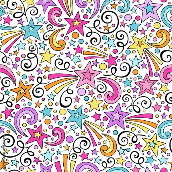 Obraz Stars Seamless Pattern- Groovy Doodles Vector Background