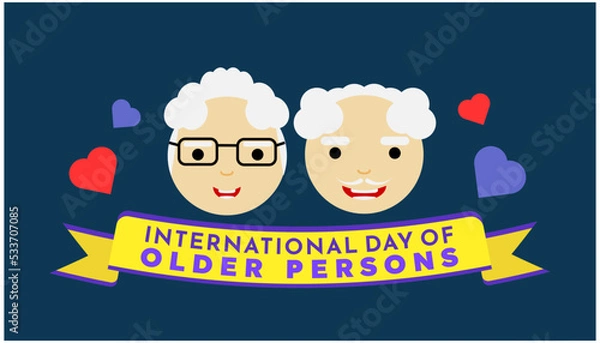 Obraz International day of older persons with classy ribbon theme. Perfect for web, greetings, event, news, etc.