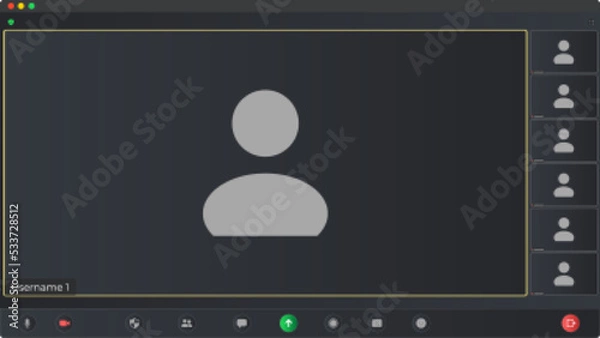 Obraz Template video conference user interface. Online conference meeting. Online chat for business seminars. Digital communication. Vector UI screen.
