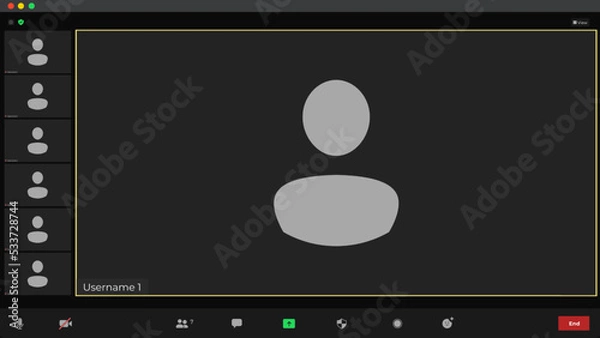 Obraz Video conferencing user interface. Online conference meeting. Video conference icon. Video Call. Mockup Kit interface.