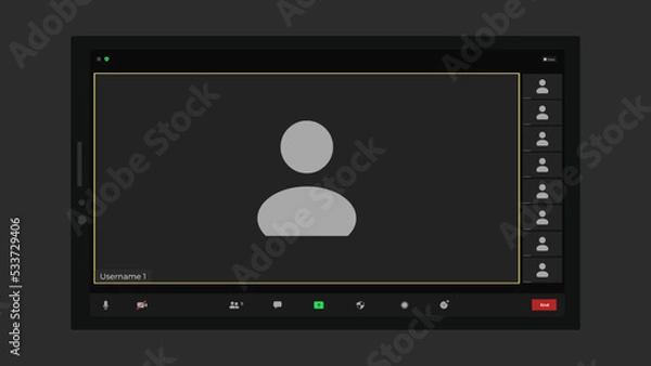 Obraz Video chat user interface. Video calls window overlay. Online chat for business seminars. Online business webinar chat. Mockup UI, UX.