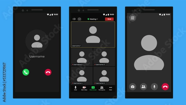 Obraz Video conference calls window overlay. Online conference meeting. User web video call window. Video Conference. Template mockup.