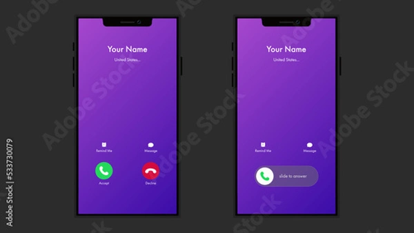 Obraz Smartphone with incoming call on display,vector