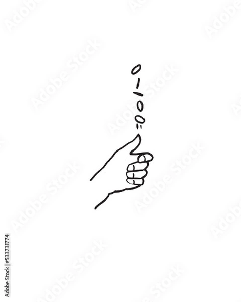Obraz Flipping a Coin to Make a Decision - Black White Line Drawing