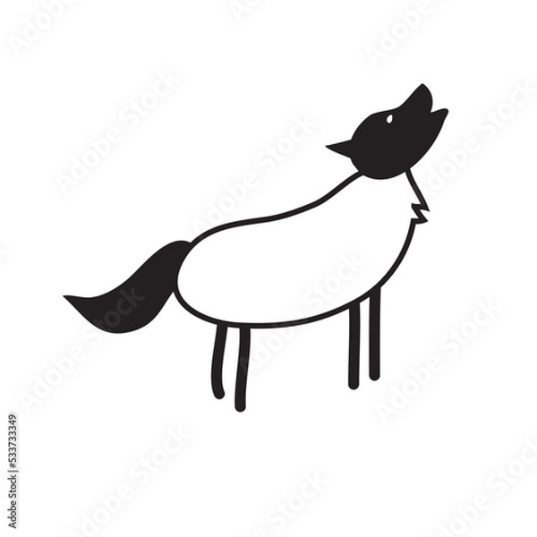 Obraz Wolf Holwing Vector Illustration - Black White Icon