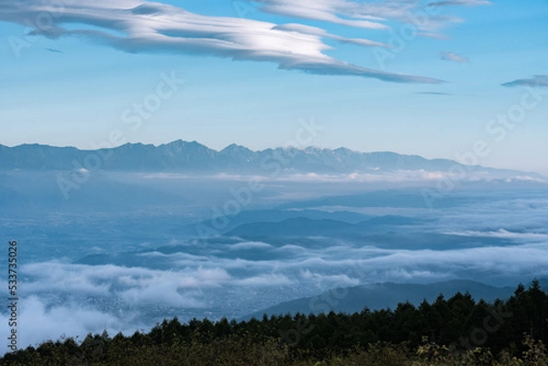 Obraz 高ボッチ高原から見えるアルプス山脈