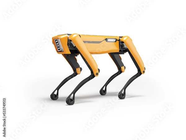 Fototapeta 3d illustration of robot dog orange on white background with shadow
