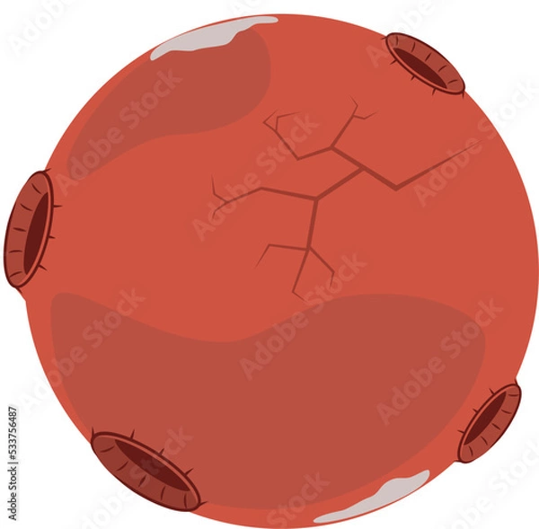 Obraz red planet 2d vector mars, flat isolated