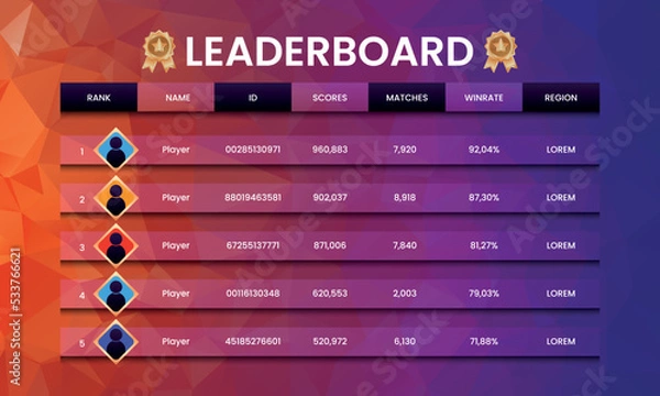 Obraz game leaderboard vector. abstract colorful game leaderboard