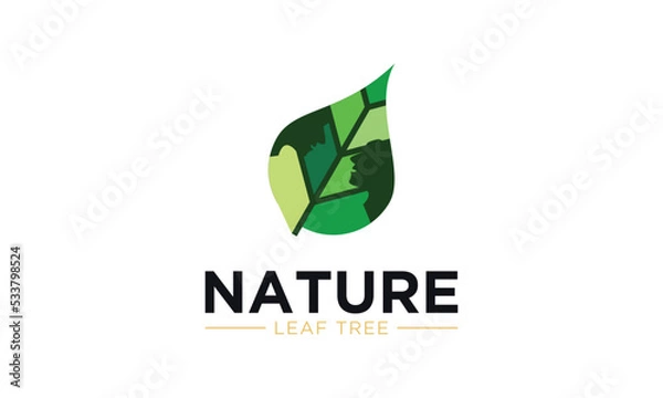 Fototapeta Abstract salon logo with nature design template, green color, nature leaf logo icon vector isolated