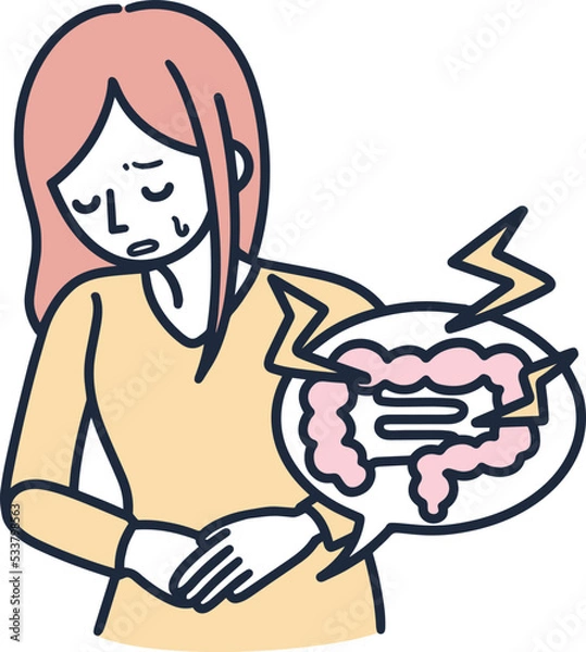 Obraz 腹痛で悩んでいる女性　シンプルイラスト