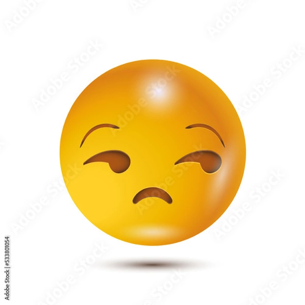 Fototapeta Dissatisfied, Meh, Unimpressed. funny yellow emoticon. smiling emoticon character design. 3D emoticon for web. Vector Emoji. for web interface