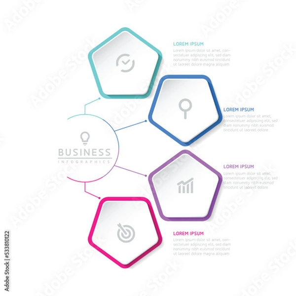 Fototapeta Connecting Steps business Infographic Template with 4 Elements