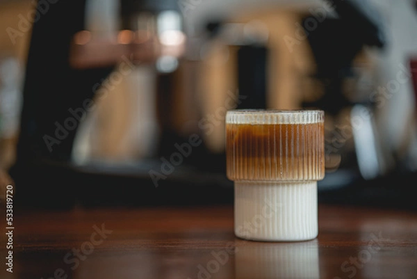 Fototapeta Closeup image of coffee with latte