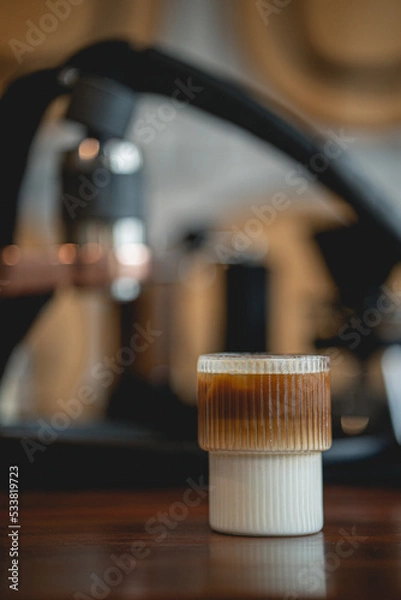 Fototapeta Closeup image of coffee with latte
