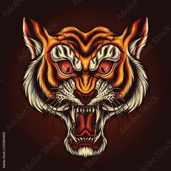 Obraz roaring tiger head vector illustration