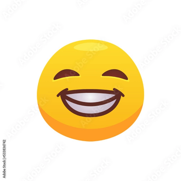 Fototapeta Feeling expression. Face emoji flat icon for web design. Yellow emotion circle icon smiling, laughing and crying isolated vector illustration