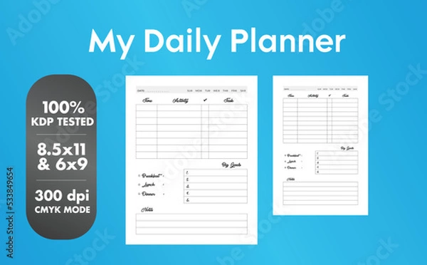 Fototapeta This is a Daily Planner with 2 most popular sizes 8.5x11 and 6x9. Fully ready to print.